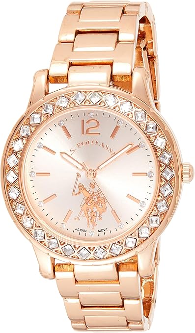 U.S. Polo Assn. Women's Quartz Watch, Analog Display and Gold Plated Strap USC40330